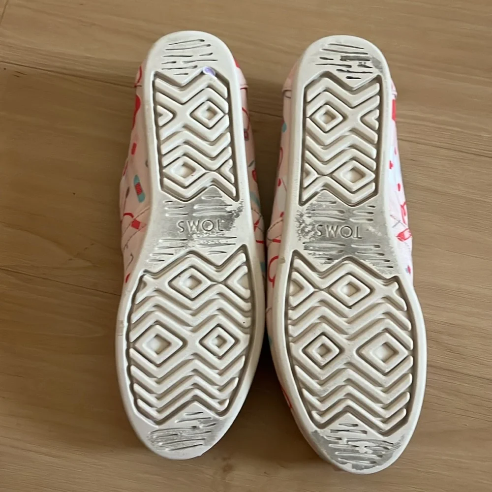TOMS ALPARGATA WOMENS NURSE APPREY PINK CANVAS SLIP ON LOAFER FLATS SHOE SIZE 8
